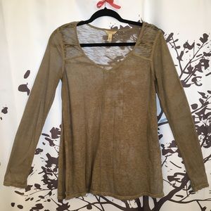 Gray lightweight split side long sleeve tee
